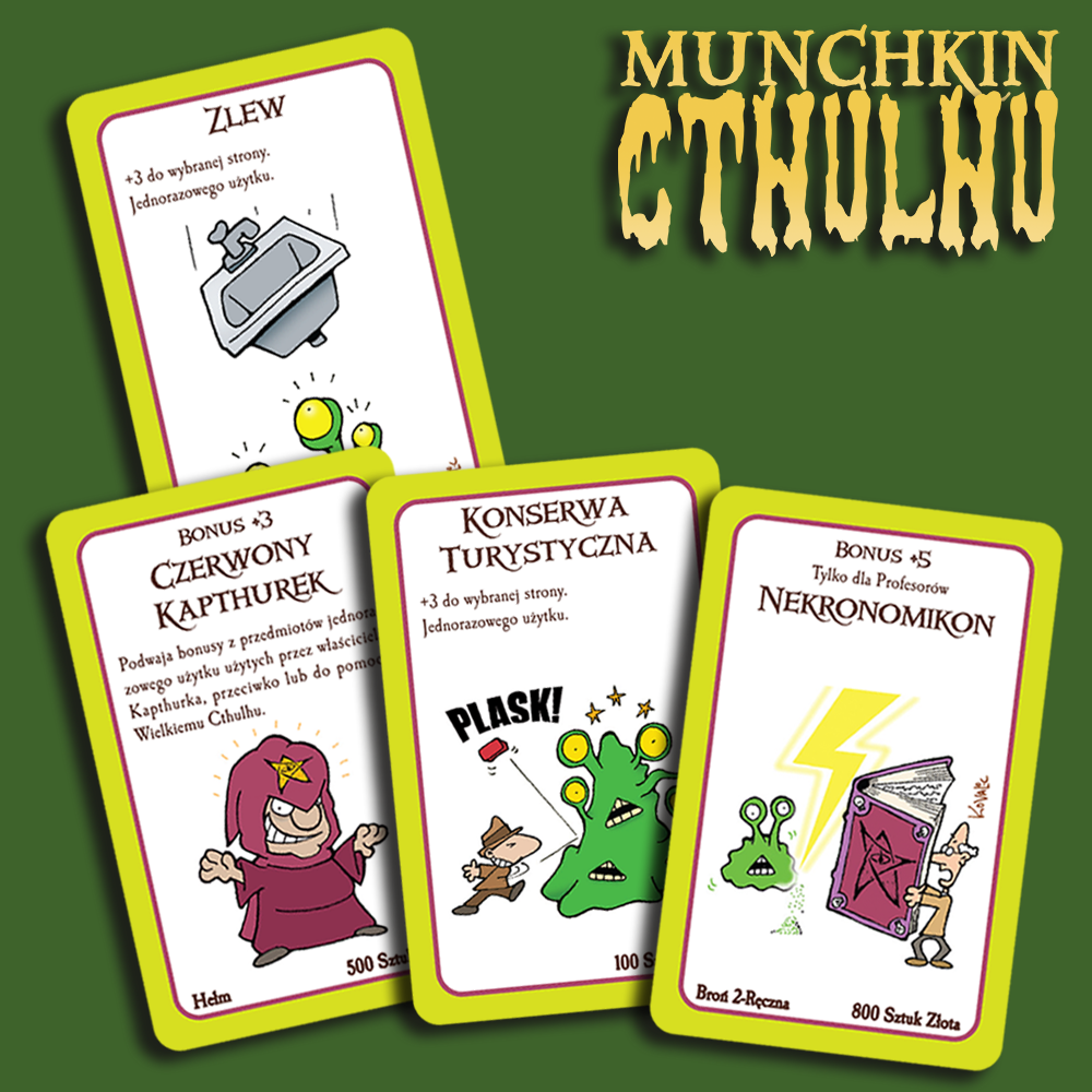 Wizualizacja wybranych kart Munchkin Cthulhu